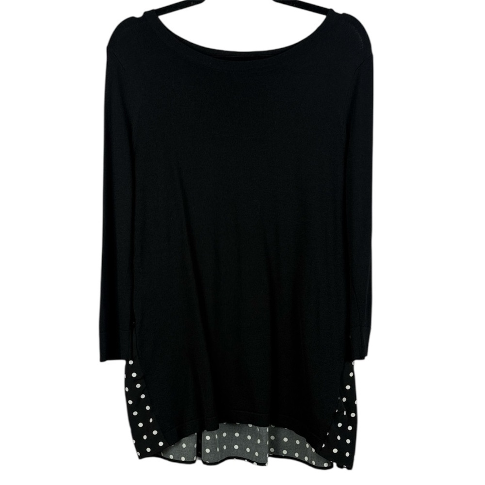Gabby Isabella Black Polka Dot Detail Long Sleeve Tunic Style XS Top